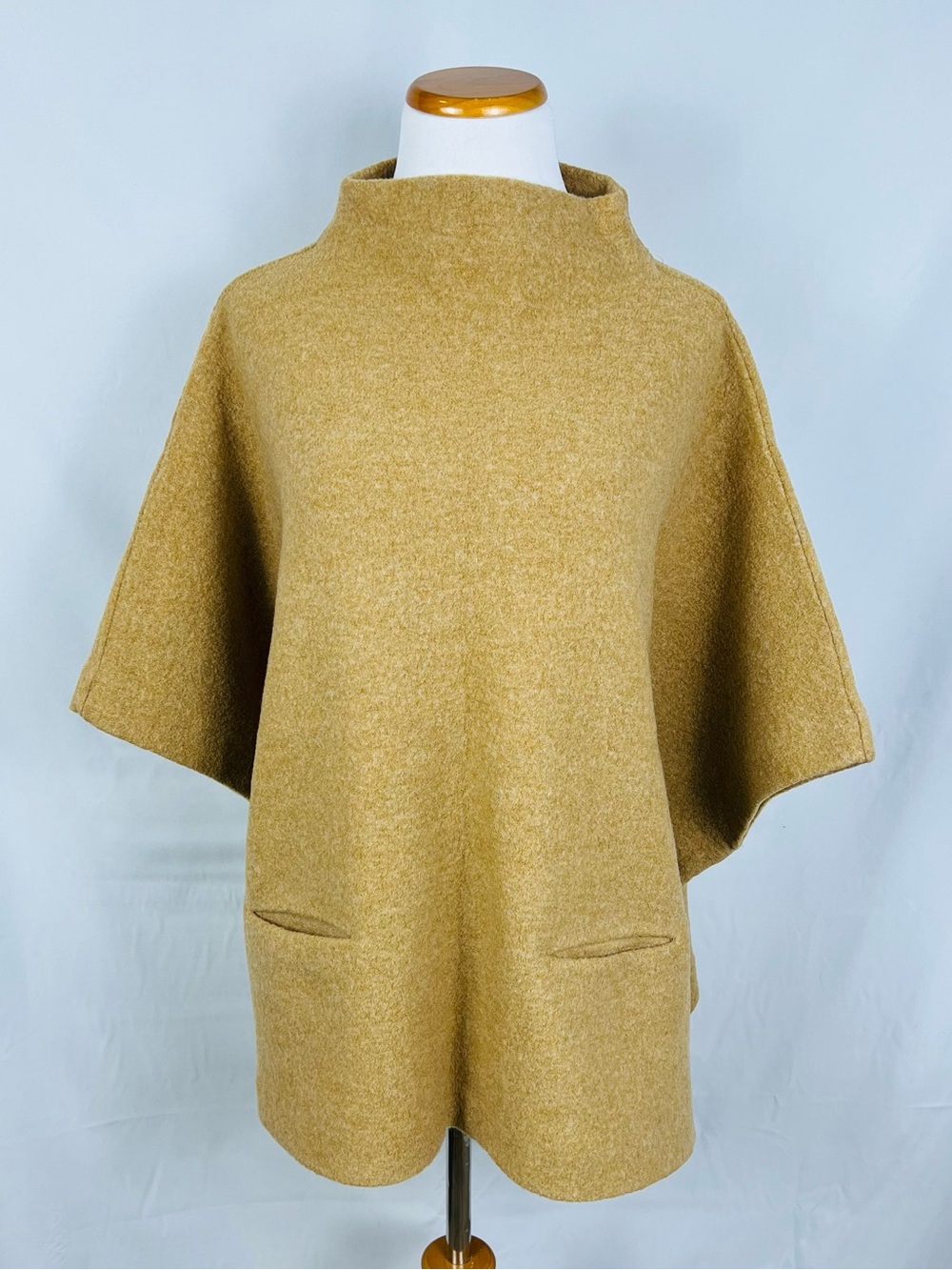 Wilfred Camel Funnel Neck Poncho Sweater